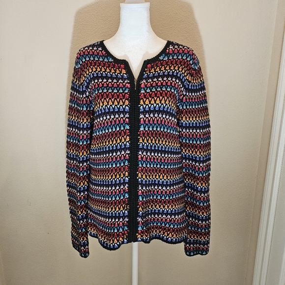 Vibrant Coldwater Creek Knit cardigan with a multicolor pattern size small - Picture 7 of 7